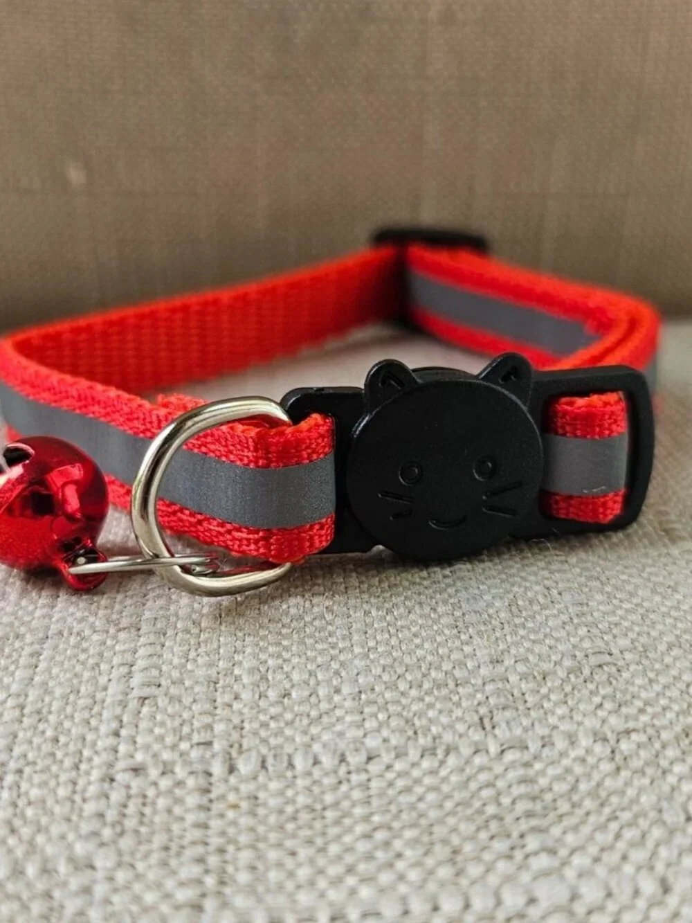 Red Collar for Cats Pet Collar w/ Bell Reflective Neck Collar for Cat Adjustable